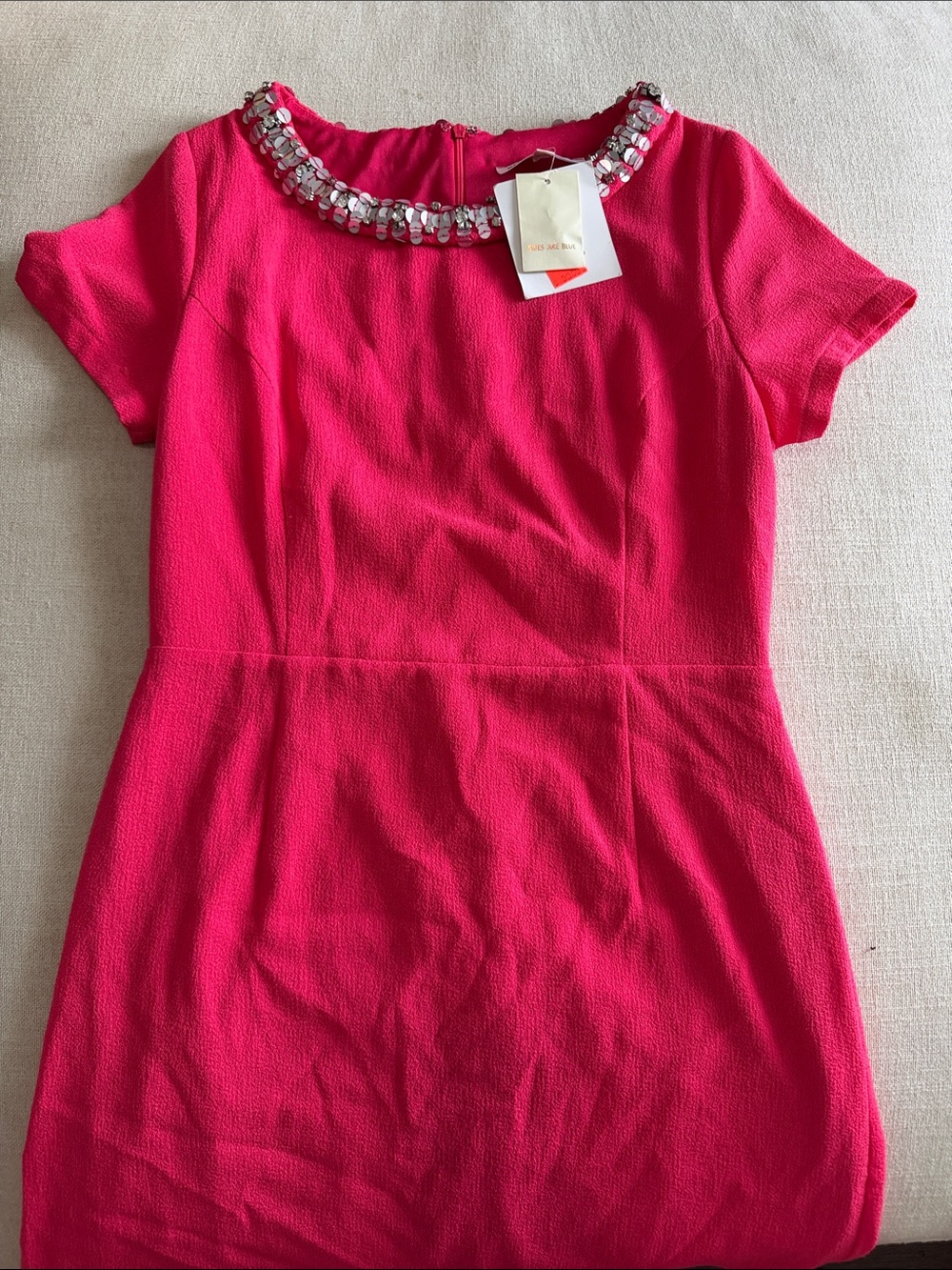 Pink Dress with Beaded Neckline